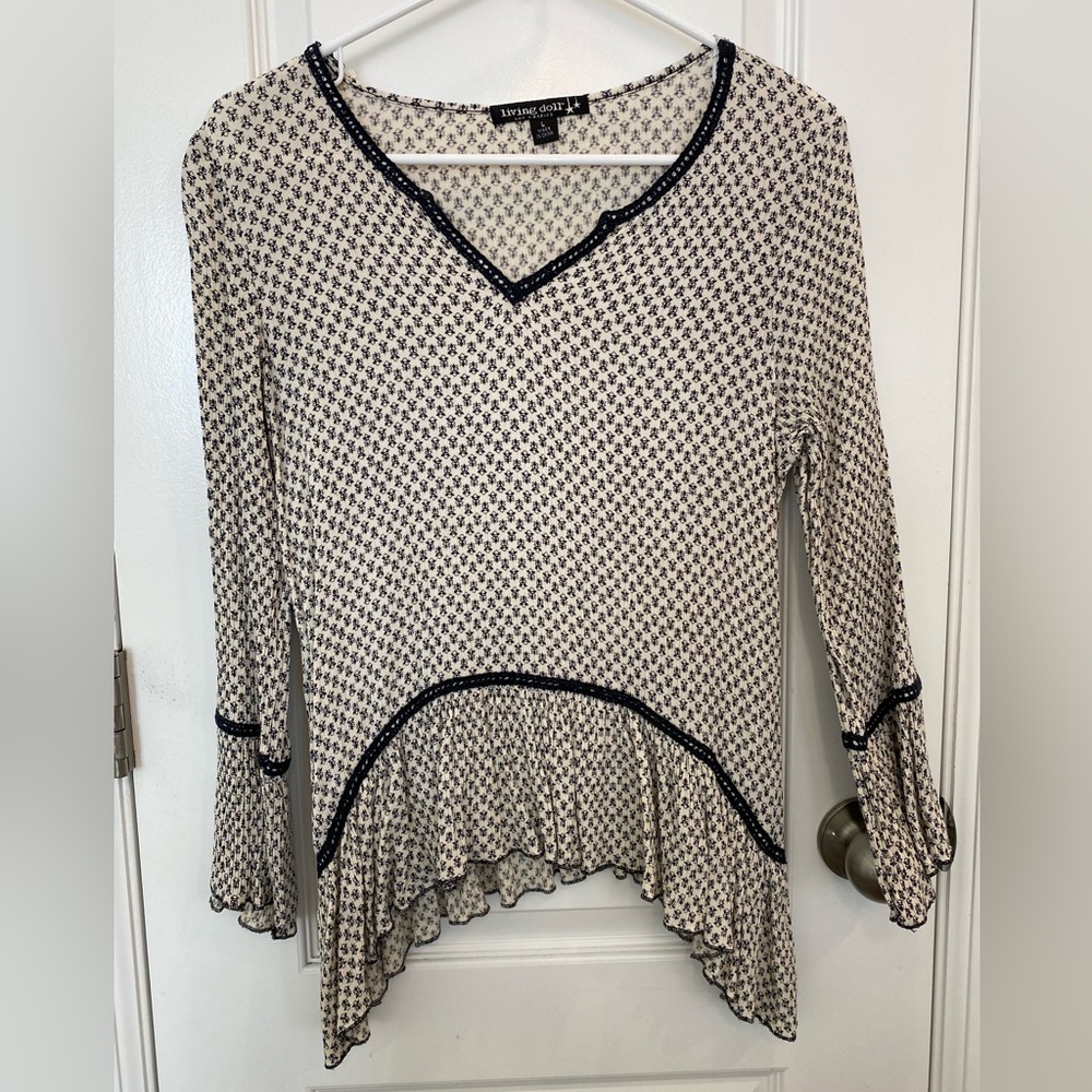 Ruffle V-Neck Blouse